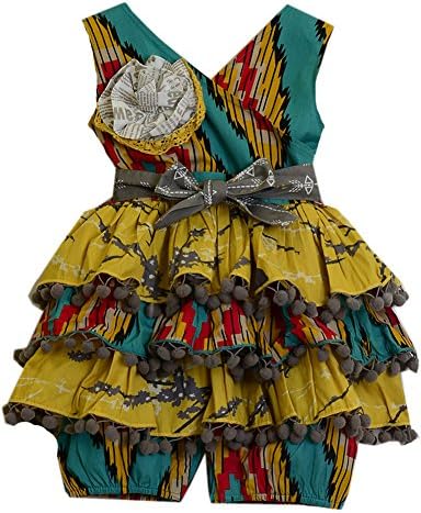 Mustard Pie Baby Girls' Jubilee Sunset Dunes Romper Newborn Turquoise