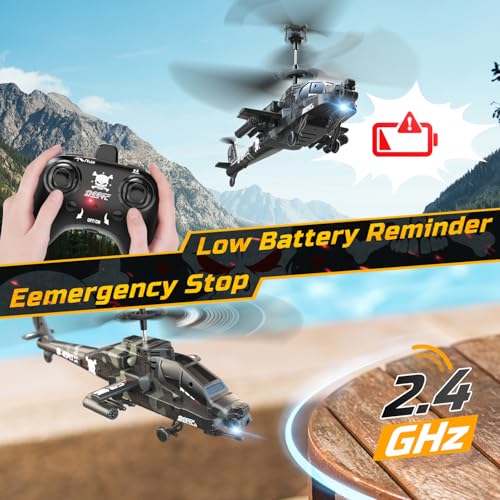 DEERC RC Helicopter for Kids and Adults, 2.4GHz Remote Control Helicopter W/ 2 Batteries, LED Lights, Altitude Hold & One-Key Take Off,30 Mins Flight,Indoor Military Flying Toy for Beginners Boys Gift