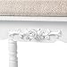 SONGMICS Vanity Stool, Comfortable Dressing, Padded Cushioned Bench with Rubber Wood Legs, Capacity 286lb, Easy Assembly, , White With Floral