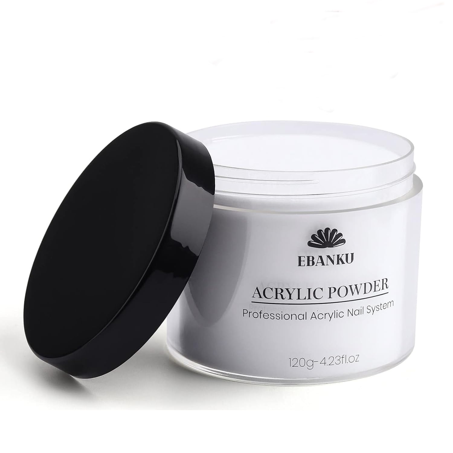 120g/4.23oz White Acrylic Powder, EBANKU Acrylic Powder Large Capacity Professional Acrylic Nail Powder for Nail Acrylic Extension, Nail Carving, Long-Lasting, No Nail Lamp Needed