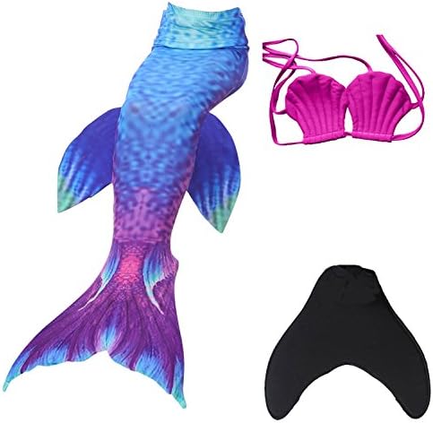 MENAFIN Girls Fin Mermaid Tail Swimwear With Monofin Costume Swim Sets