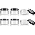 8 Oz / 250ml PET Plastic Refillable Jars Empty Cosmetic Containers Cases with Black Lid Cream Lotion Box Ointments Bottle Food Bottle Makeup Pot Jar for Lip Balm Make Up Eye Shadow Powder Pack of 6