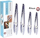 ChefNeno Kitchen Stainless-Steel Utility Tongs 12-inch And 10-inch, 4 Pack