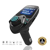 PUNICOK Wireless Bluetooth FM Transmitter Radio Adapter Car Kit with 1.44 Inch Display and USB Car Charger FOR CAR (T11-Blue)