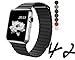 top4cus Apple Watch Band 42mm Leather Loop with Adjustable Magnetic Closure iWatch Band Replacement Bracelet Strap for Apple Watch 42mm Model Series 1 and Series 2 - Black