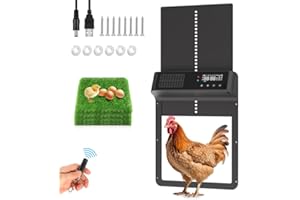 MIOGREN Automatic Chicken Coop Door - Solar Powered,Electric Opener,Light Sensor w/Timer,Anti Trap,Multi-Modes| Aluminum,Weather-Resistant|Own ControlPanel w/Remote Control