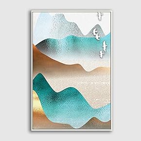 Framed Canvas Home Artwork Decoration Abstract Colorful Scenery Canvas Wall Art for Living Room, Bedroom - 16x24 inches