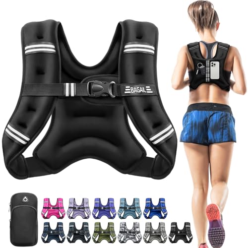 BAGAIL Gewichtsweste für Krafttraining, Brustgröße Verstellbar, Praktische Tasche, mit Eisensand Gefüllte, Ideal für Fitnessstudio-Workouts, Yoga-Training & Aer