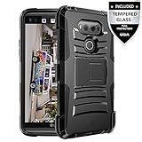 LG V20 Case With Tempered Glass Screen Protector,IDEA LINE(TM) Heavy Duty Armor Shock Proof Dual Layer Holster Locking Belt Swivel Clip with Kick Stand - Black