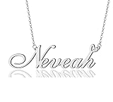 AOLO Neveah Heart Name Necklace Silver Stainless