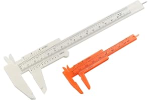 uxcell Vernier Caliper 80mm 150mm Mini Double Scale Plastic Ruler Measuring Tool White Orange 1 Set