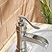 BWE Bathroom Faucet Brushed Nickel Waterfall Single Handle Hole Sink Faucets Bath Vanity Lavatory Vessel Commercial Satin with Water Supply Hose