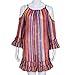 haoricu Women Dress, Women's Fashiom Summer Rainbow Print Fringed Beach Loose Strap Chiffon Dress Blouse (Hot Pink, Small)