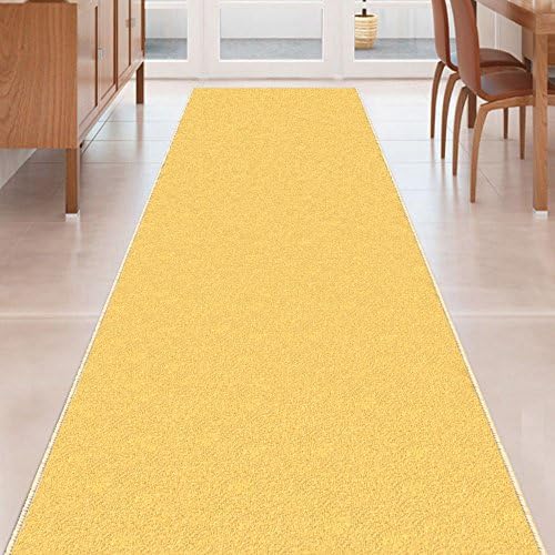 Custom Size YELLOW Solid Plain Rubber Backed Non-Slip Hallway Stair Runner Rug Carpet 22 inch Wide Choose Your Length 22in X 10ft