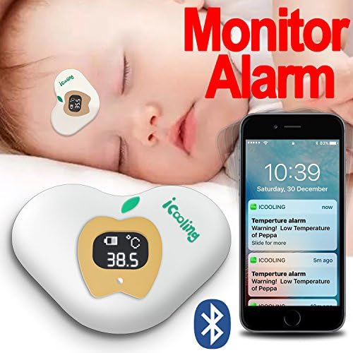 Bluetooth Smart Digital Thermometers for Fever Wearable on Forehead and Axillary with APP Connecting to Cell Phone FaShaoLe for Monitor and Alarm Applying to Baby,Kid,Infant,Toddler,Children or Adult
