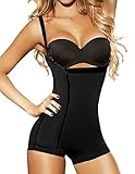 Burvogue Women's Clip&Zip Latex Tummy Control Body Shapewear (Small, Black)