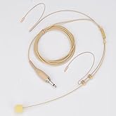 YXG Headworn Earset Over Ear Hanging Mic Beige Low Profile Light-Weight Microphone, with1.45m Cable 3.5mm Thread Screw Lock Head，for Wireless System & Body/Belt Pack Transmitter