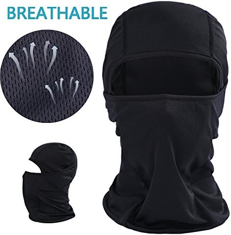 Balaclava Black Face Mask - Windproof &amp; Dust Protection Motorcycle Cycling Riding Headwear Lycra Fabrics Breathable Ski Mask (BE-Black)