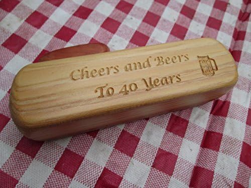 Handmade Wooden Kazoo with the custom saying: Cheers and Beers to 40 Years On Each Kazoo is truly unique! This is an instrument that you can be proud to keep as your own or to give as a gift.