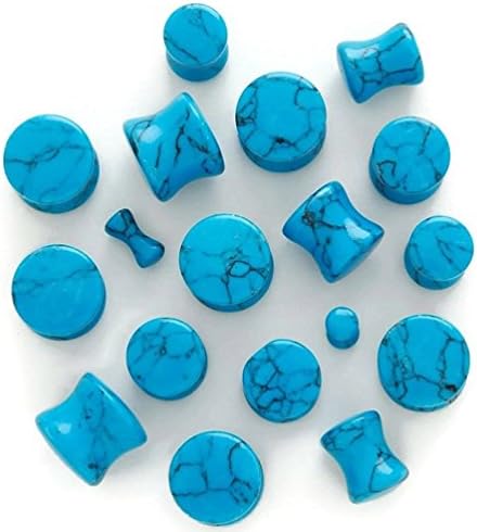 Turquoise Stone Plugs - Sold by Pair (Choose Size) (1/2" (12mm))