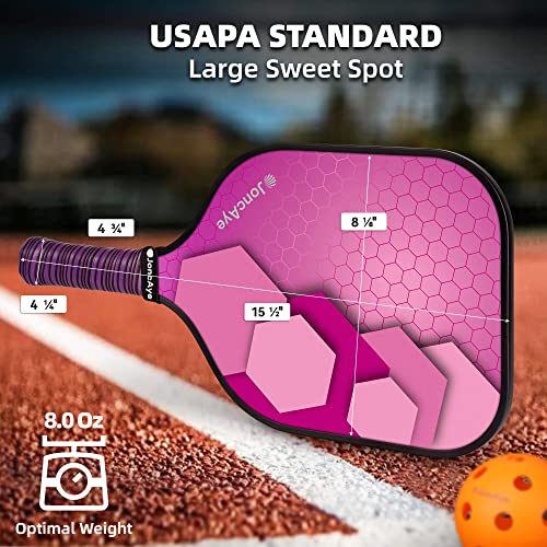 JoncAye PickleballSet, 4 PickleballPaddles with 6 Balls, Rackets Bag, Ball Bag, Grip Tapes