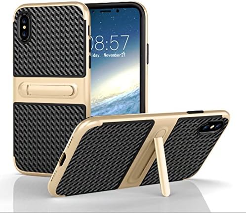 NEW IPHONE X Anti-Fall Protection Shockproof Cellphone Support Armor Hard TPU pc Cellphone case (Gold)