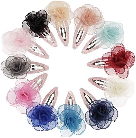 lovinglove Chiffon Flower Hair Bow Clips for Teens Toddlers Kids Children