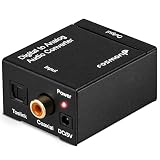 Fosmon HD8023 Digital Optical Toslink (SPDIF) Coax to Analog (L/R) RCA Audio Converter & 3.5mm Stereo Audio Jack with Power Supply Adapter