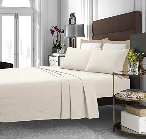 Du 3pc Ivory Twin Deep Pocket Sheet Set, Luxurious Colorful Traditional Teen Themed, Off White Solid Color Design Deep Pocket Kids Bedding, Cotton Flannel