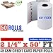 (50) RegisterRolls 2 1/4 x 50 Thermal Paper Receipt Rolls 2.25 x 50 ft, Verifone VX520 Ingenico ICT220 ICT220 ICT250 FD400, BPA Free, 50 Rolls