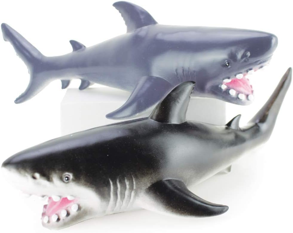 Boley 2 Piece Soft Shark Figure Toys - Realistic Ocean Bull and Great White Shark Figurines - Educational Ocean Creature Toys for Kids, Children, Toddlers