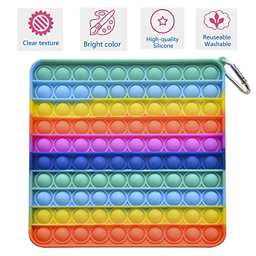 2 Pack Giant Jumbo Large Big Size Pop Fidget Toys Its Rainbow Poppers Push Pop Bubble Fidget Popping Sensory Fidget 100 Bubbles Reliever Silicone Fidget Mega Huge for aldult Boys Girls(Square, Heart)…
