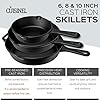 Cast-Iron-Skillet-Set-6810-1524cm2032cm254cm-3-Silicone-Handle-Holders-Pre-Seasoned-Oven-Safe-Cookware-IndoorOutdoor-Grill-Stove-Top-and-Induction-Safe cuisinel Cast Iron Skillet Set - 6"+8"+10" / 15.24cm+20.32cm+25.4cm + 3 Silicone Handle Holders - Pre-Seasoned Oven Safe Cookware - Indoor/Outdoor - Grill, Stove Top and Induction Safe