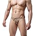 YUFEIDA Sexy Men's Underwear Thong G-string Leopard Print Bulge Pouch T-back Underpants (Large, Yellow)