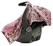 Dear Baby Gear Baby Car Seat Canopy Cover, Vintage Floral Pink on White, Pink Minky