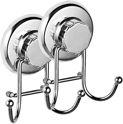 Winfashions Super Powerful Vacuum Suction Cup Hook Holder 2 Pack - Organizer for Towel, Bathrobe and Loofah,Chrome