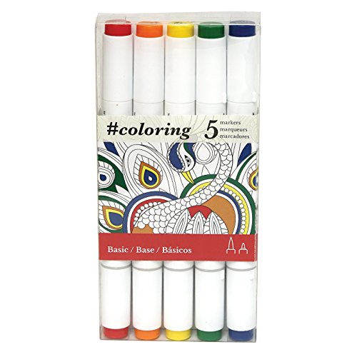 Art Alternatives #coloring - Professional, Alcohol Based, Coloring Markers, 5 Basic Colors Ideal for the Johanna Basford Coloring Canvas Range