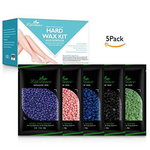 Lifestance Hard Wax,Hair Removal Beads Painless Stripless Wax Beans,5 Pack,17.6 oz/500g