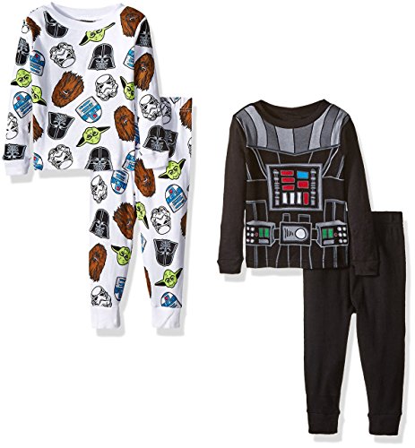 Disney Star Wars Toddler Boys' 4-Piece Pajama Set, Black, 3T