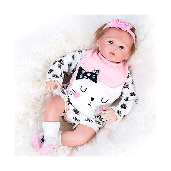 MAIHAO 45cm Lebensechte Puppe Reborn Babypuppe Mädchen Weiche Vinyl Silikon Puppen Reborn Babys Dolls Augen Zu – Bild 3