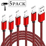 CredDeal iPhone Charger, Mfi Certified Lightning Cables 5Pack 2x3Ft 2x6Ft 10Ft to USB Syncing Data and Nylon Braided Cord Charger for iPhone 11/XS/Max/XR/X/8/8Plus/7/7Plus/6S/Plus/SE/iPad