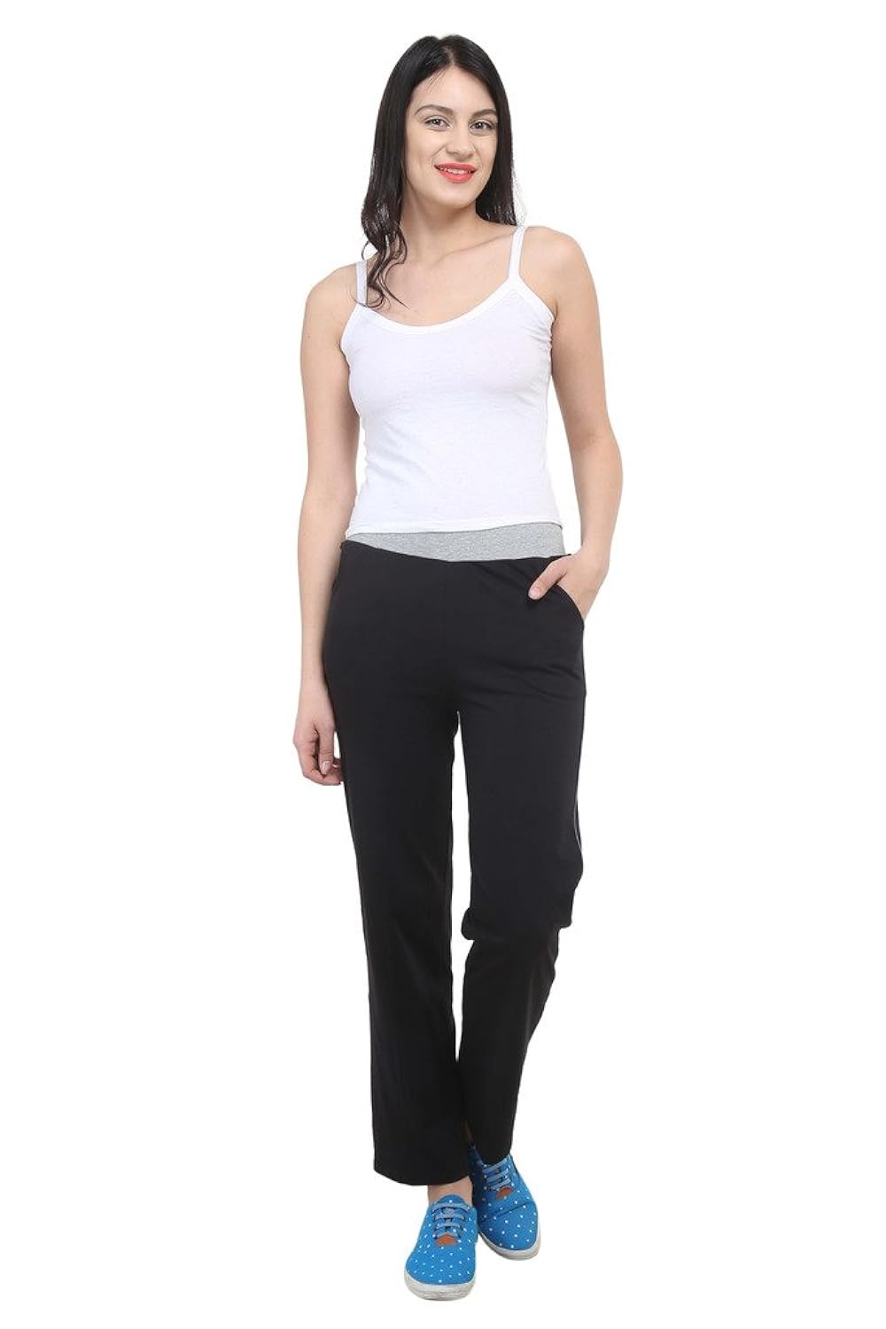 vimal black cotton blend trackpant for women