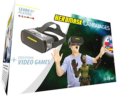 Heromask: Casque Vr Enfant + Jeux Educatif: Apprendre L'Anglais, L'Espagnol, L’Allemand… [ Cadeau Original ]. Jouet Fille Et Garcon 5 6 7 8 9 10 11 12 Ans