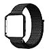 INTENY Compatible for Fitbit Blaze Band,Nylon Sport Loop with Hook & Loop Adjustable Fastener Wrist Strap & Metal Frame Housing Compatible for Fitbit Blaze Smart Fitness Watch,Dark Black