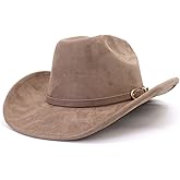 JOTDEW Cowboy Hat Cowgirl Hat Men's & Women's Wide Brim Felt Fedora Hat with Buckle Belt Western Cowboy Hat for Women