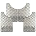 Premium Heavy Duty Universal 11 x 17.5 Inches Mud Flaps Splash Guards Traditional Teardrop Style Front and Rear Diamond Tread Aluminum Left and Right Pair 4pc Full Set with Hardware Kit