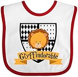Inktastic - Gryffindorable Crest with Lion Head Baby Bib White/Red