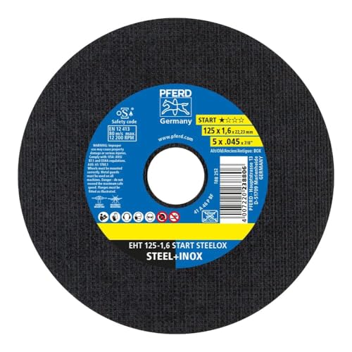 PFERD TOOLS Trennscheiben EHT, 25 Stück | 125 x 1,6 x 22,23 mm, gerade, Start-Linie START STEELOX | 69121069 – für Stahl, Edelstahl (INOX)