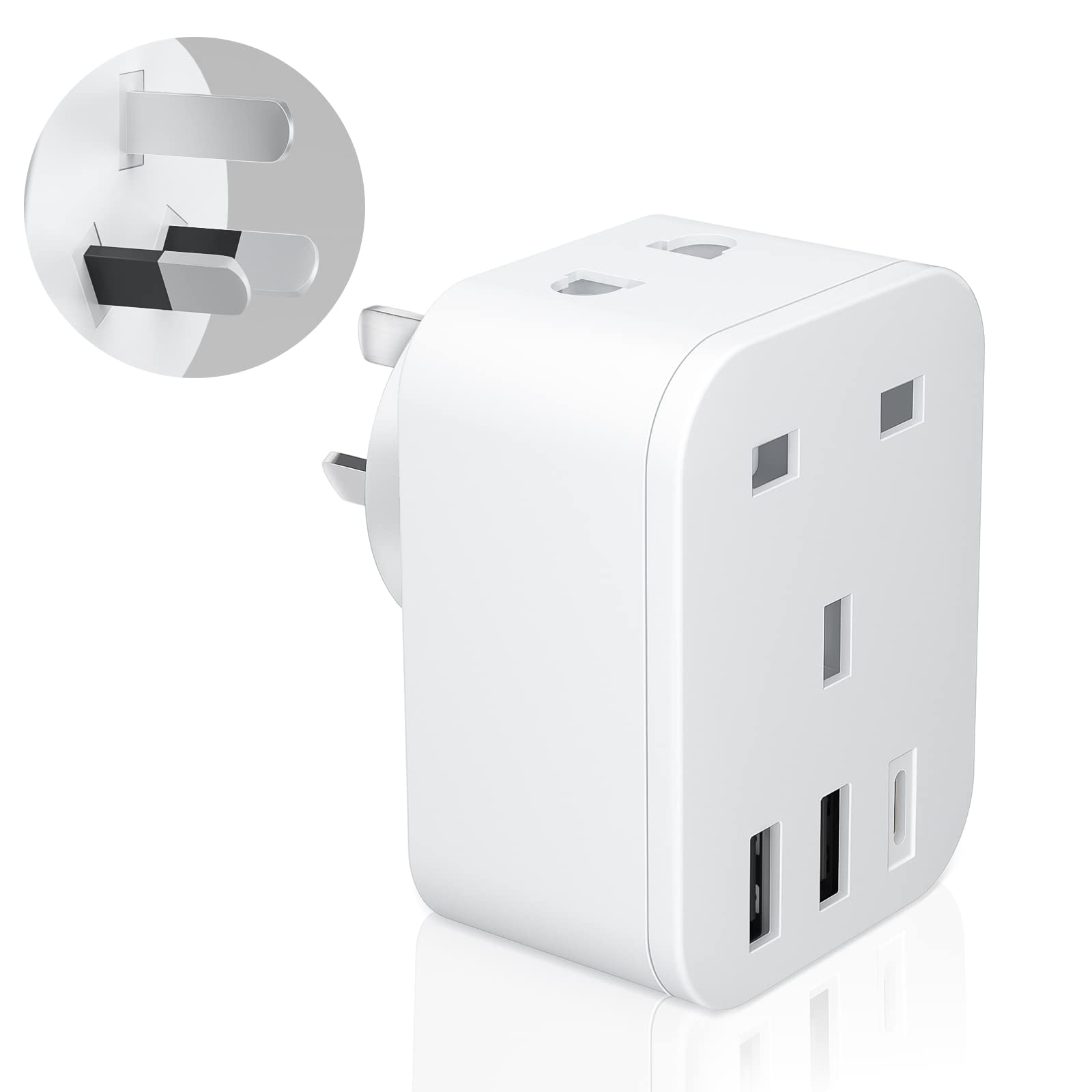 UK to Australia Plug Adapter - Unidapt Travel Adaptor with 3 USB Ports, 20W PD Type C, Shaver Plug Input - Grounded Australian Power Adapter for AU, NZ, China, Fiji, Argentina (Type I)