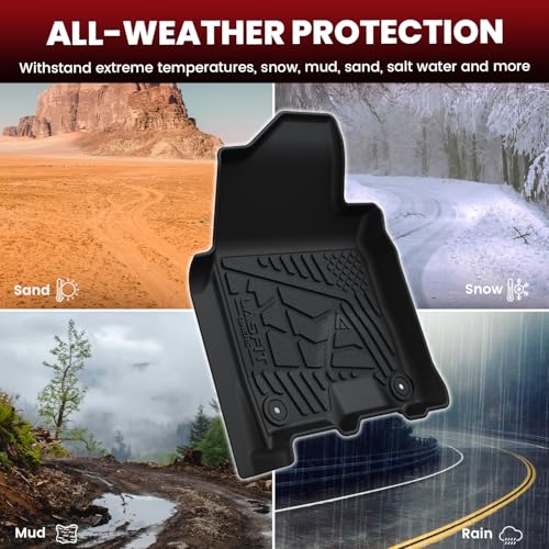 LASFIT Floor Mats for 2019-2026 2025 Ram 2500/3500 Crew Cab Bucket Seat for Carpet & Vinyl Floor (NOT fit Model with PTO Kit), All Weather TPE Custom Fit Car Mats Floor Liners 1st & 2nd Row, Black